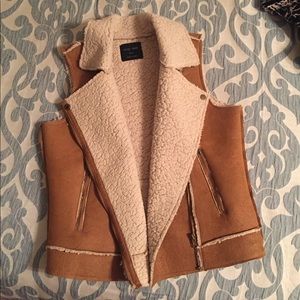 Brown and beige faux fur vest!